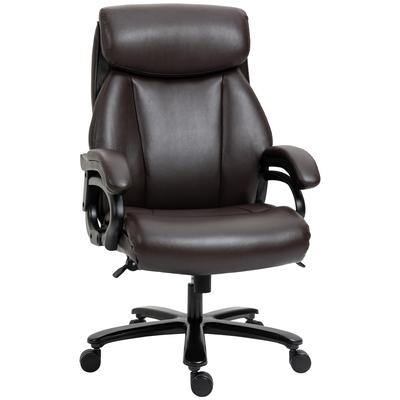 MODFU Chefsessel Bürostuhl ergonomisch höhenverstellbar Braun 83x72x122 cm mit Wippfunktion 360 Grad Rollen Kopfstütze Armlehnen weiche Polsterung