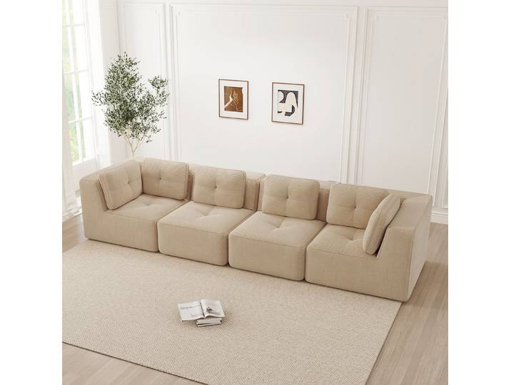 MODFU Loungesofa Rahmenloses Cord-Cloud-Sofa, mit 32D-Hochdichteschaum, tiefem Sitzkomfort und rutschfester Basis für modernen Wohnkomfort 1 Teile