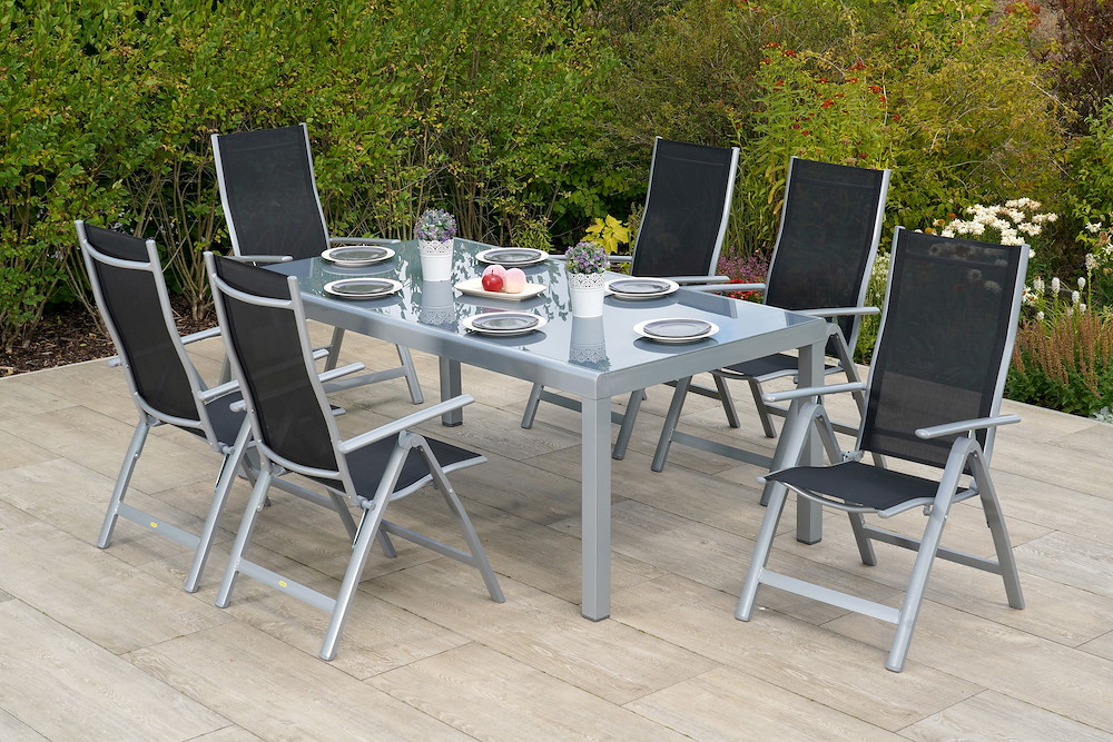 MERXXHANDELS Carrara Set 7tlg6 Sessel Tisch Halbrundprofil 190x100cm 16946414
