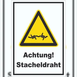 HB-Druck Achtung Stacheldraht Aufkleber A5 (148x210mm)