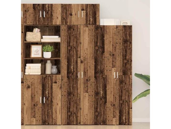 RJPLMFV Schrank, 2 Stück, Antikholz, 70 x 42,5 x 225 cm Modulare Einlegeböden, geräumiger Innenbereich, einfache Montage zu zweit