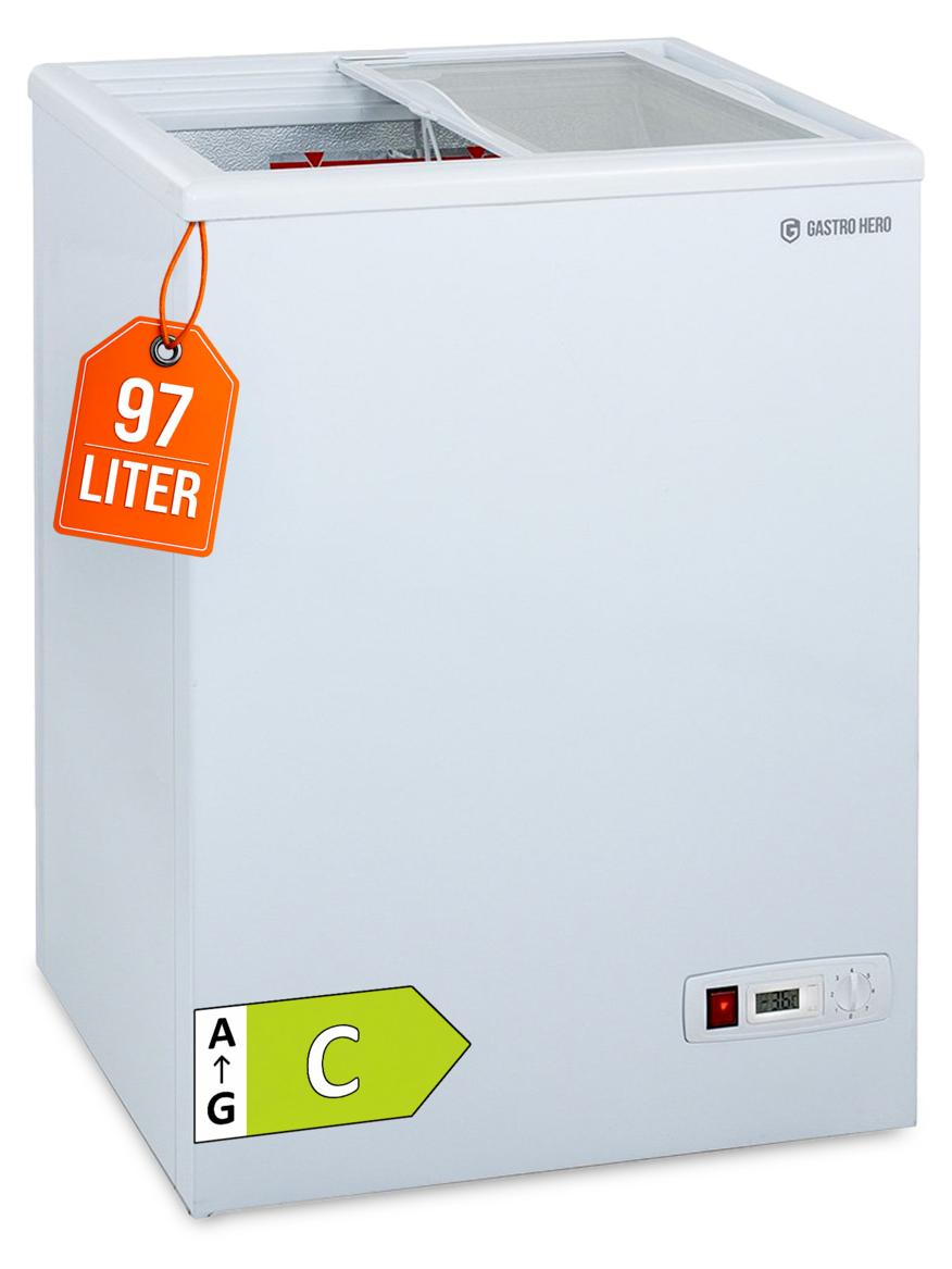 GastroHero Tiefkühltruhe ECO 100 mit Glasschiebedeckel - kompakt, energieeffizient & robust
