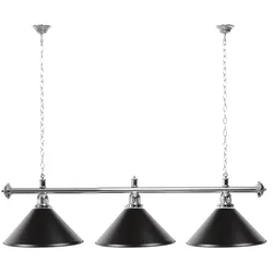 Billard Lampe 3 Schirme Schwarz/ silberfarbene Halterung