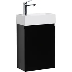 GÄSTE-WC-MÖBELSET Angela 2 Teile Schwarz Matt - 40 x 22 x 64 cm