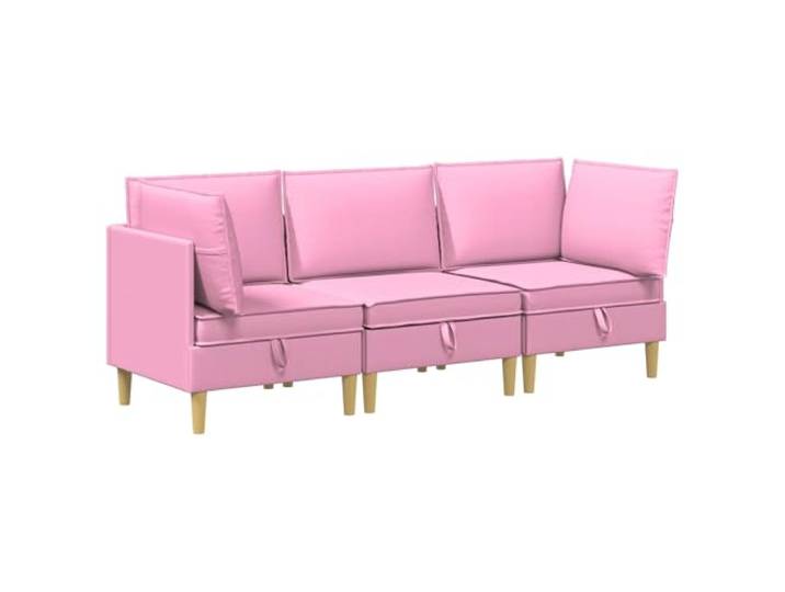 Makastle Modulares Sofa Set mit Stauraum 3-TLG. Rosa Stoff