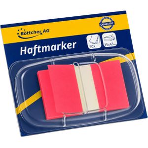 Böttcher-AG Haftmarker Premium transparent, Folie, extra starke Haftung, beschriftbar, 50 Streifen, rot