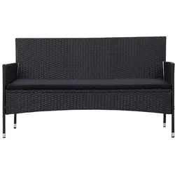 vidaXL 3-Sitzer-Gartensofa mit Auflagen Schwarz Poly Rattan