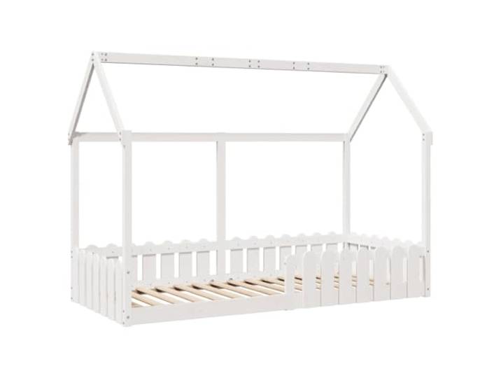 KTHLBRH Bettgestell für Kinder, weiß, 90 x 190 cm, Massivholz, Kiefer Montessori Niedriges Bett, Seitenteile, offenes Dach, Latten inklusive, maximale Belastung 100 kg