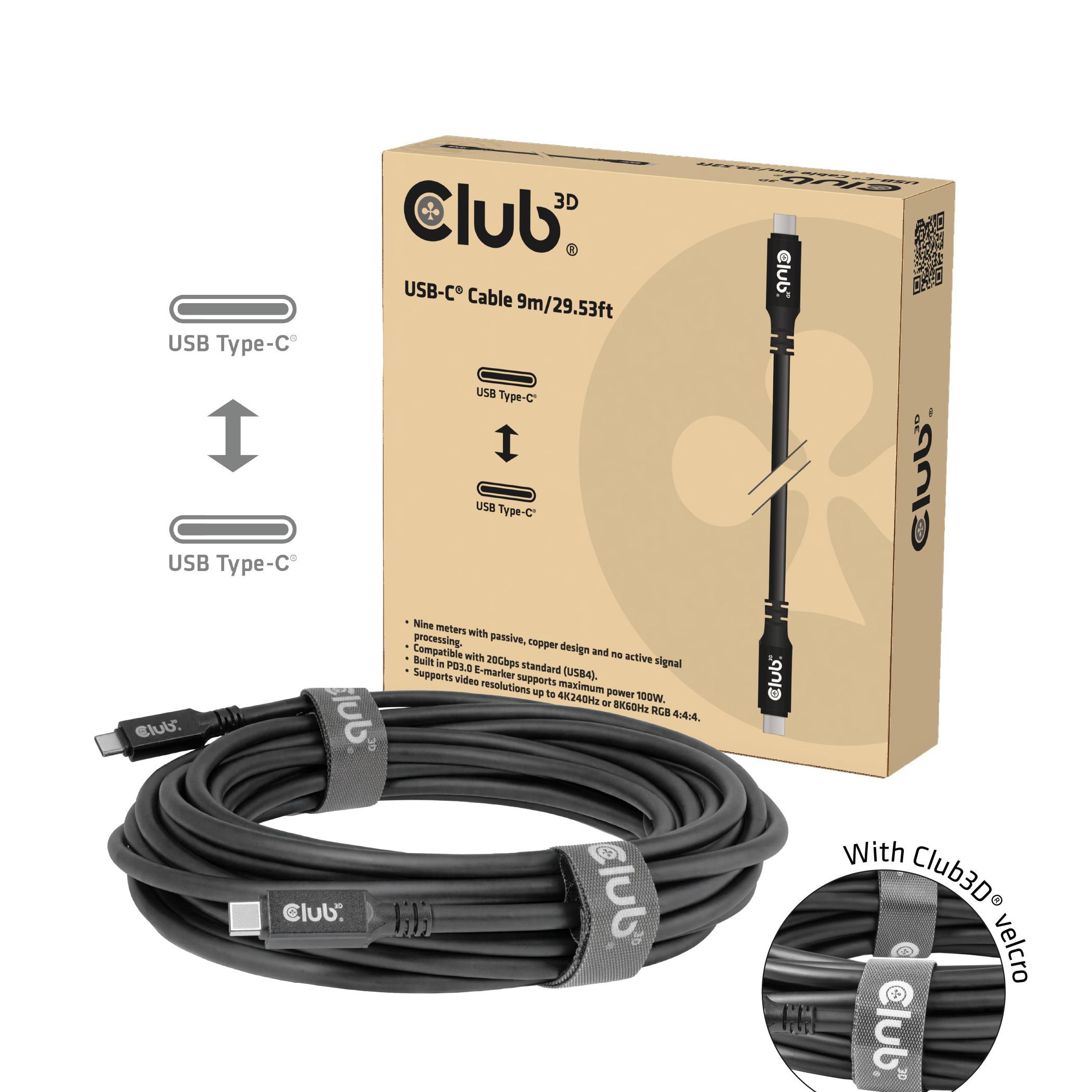 Club 3D CAC-2509 USB-C PD 100W 8K 20Gbps Kabel St/St 9m