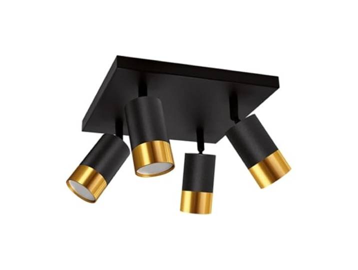SILAMP Plafonnier 4 Spots Orientables Carré NOIR et OR pour Ampoule GU10