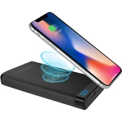 Cygnett ChargeUp swift 10K Wireless QI Portable Power Bank - black (10000 mAh, 15 W, 37 Wh), Powerbank, Schwarz