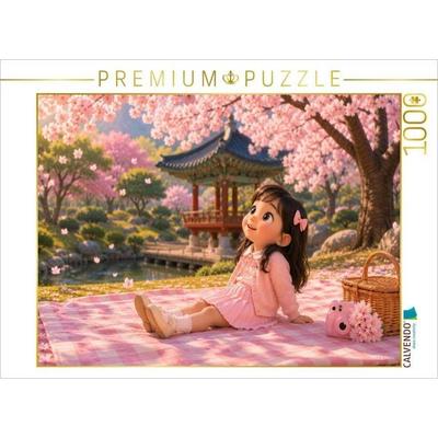 CALVENDO Puzzle Kirschblüten Picknick in Seoul | 1000 Teile Lege-Größe 64x48cm Foto-Puzzle für glückliche Stunden