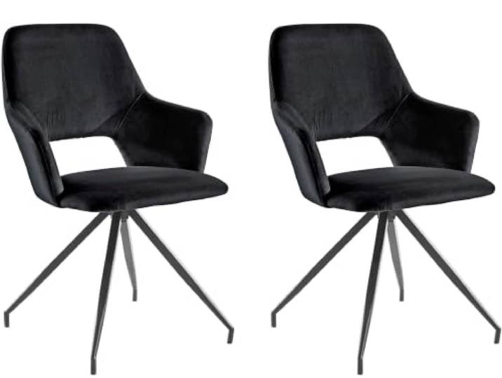 Tracy Sessel aus schwarzem Velours, 2er-Pack