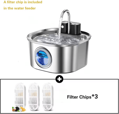 Inspire Curations Wireless Charging Stainless Steel Cat Water Fountain 3.2L 108oz Sensor Water Dispenser add 3filters l 3.2l