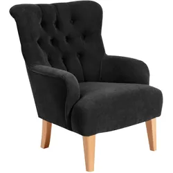 SESSEL Kaiya Bezug Veloursstoff Buche natur / schwarz