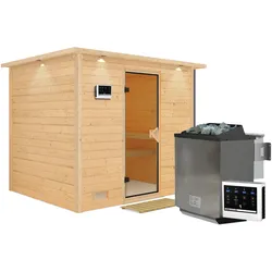 Karibu Sauna Sonara-9 kW Bioofen-Steuerg.-Inkl.Dachkranz