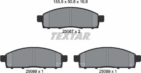 Textar Bremsbelagsatz, Scheibenbremse 2508701 Für Nissan (Zhengzhou) Mitsubishi