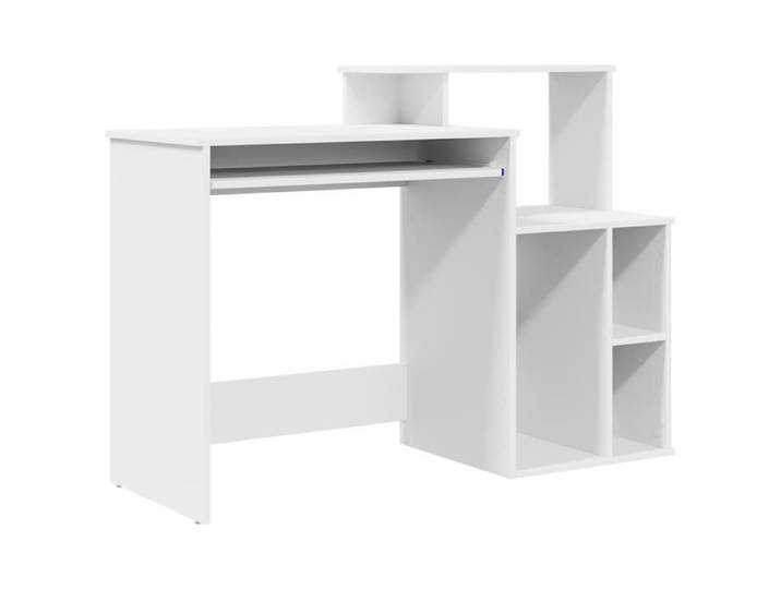 MGH - NEUF Bureau à domicile Table de travail avec rangement - Blanc 120.5x44x88.5 cm Bois ll950