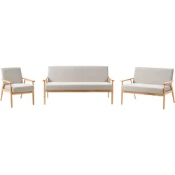 SOFA-SET 6-Sitzer Stoff Hellbraun/Grau Esrum