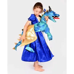 Drachenkostüm zum Reiten 120 x 60 cm hellblau Polyestergewebe Kinder 3-7 Jahre - Den Goda Fen Drache zum Reiten - mit Schulterriemen