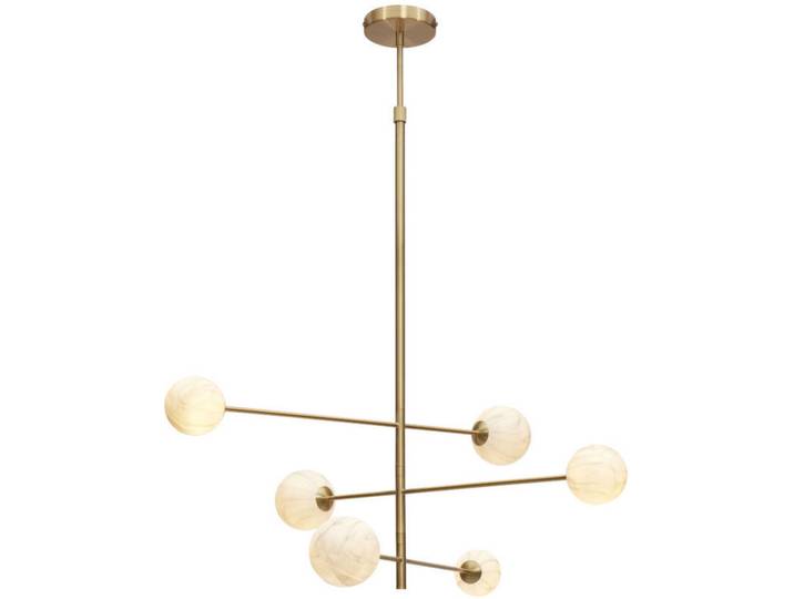 It's about Romi Hängeleuchte Carrara Globus, Weiß, Goldfarben, Metall, Glas, 142 cm, höhenverstellbar, Lampen & Leuchten, Innenbeleuchtung, Hängeleuchten, Pendelleuchten