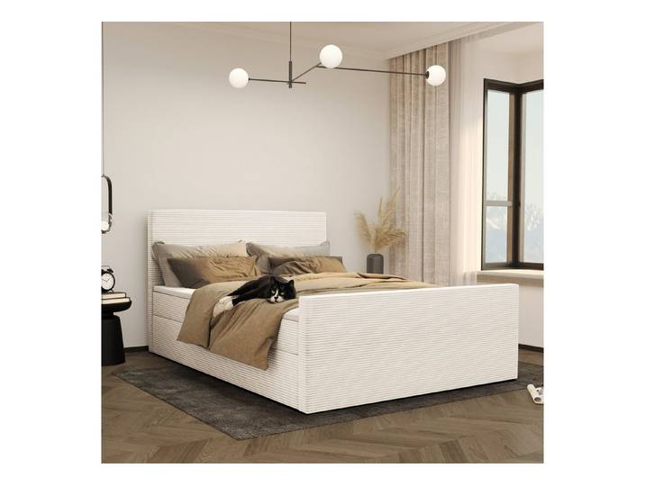 Kaiser Möbel Boxspringbett Modern mit bettkasten und topper VIESTA stoff Poso, Große Auswahl an Größen, zwei Bettkästen, Topper