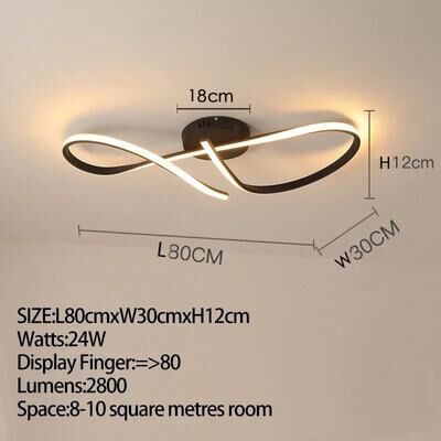 Uplifted Goods Modern LED Ceiling Light For Indoor Stylish Illumination black l80x30cm dimmable With Remote