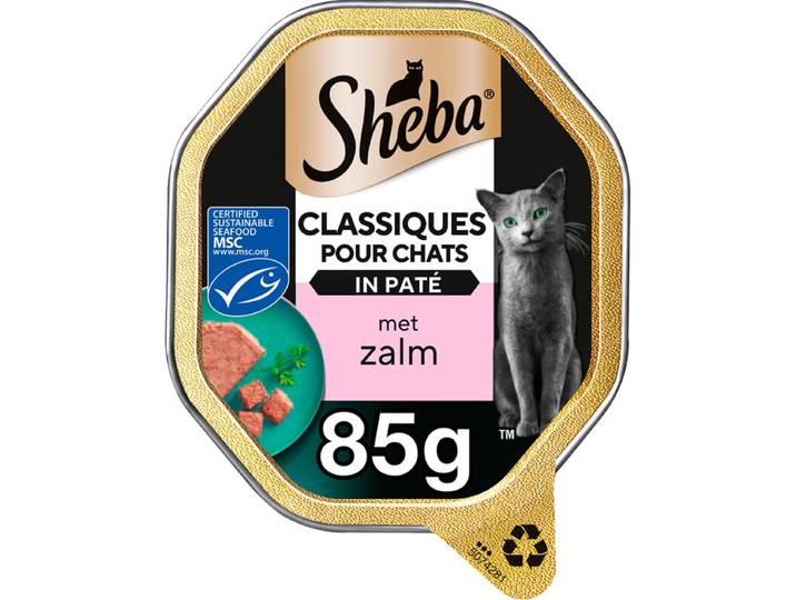 Sheba classics paté zalm aluminium bakjes kattenvoer 85 g