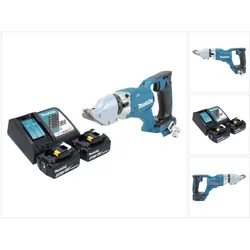 Makita, Elektroblechschere, DJS 200 RT Akku Blechschere 18 V 2,0 mm Brushless + 2x Akku 5,0 Ah + Ladegerät