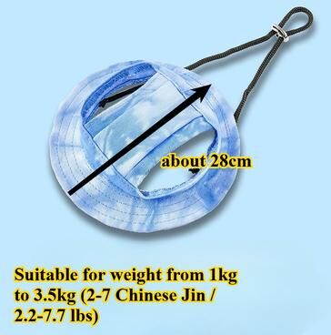 Universal Stock Adjustable Pet Sun Hat With Ear Holes UV Protection Pet Bucket Hat For Cats & Dogs blue