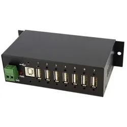 StarTech Mountable 4-Port Rugged Industrial (USB-B, 4 Ports), Dockingstation + USB Hub, Schwarz