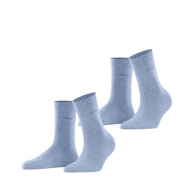 Socken ESPRIT "Basic Easy", Damen, Gr. 39-42, blau (jeans), Baumwollmischung, unifarben, Socken Socken, ohne einschneidendes Bündchen, Basic-Socke, Uni-Strümpfe atmungsaktiv