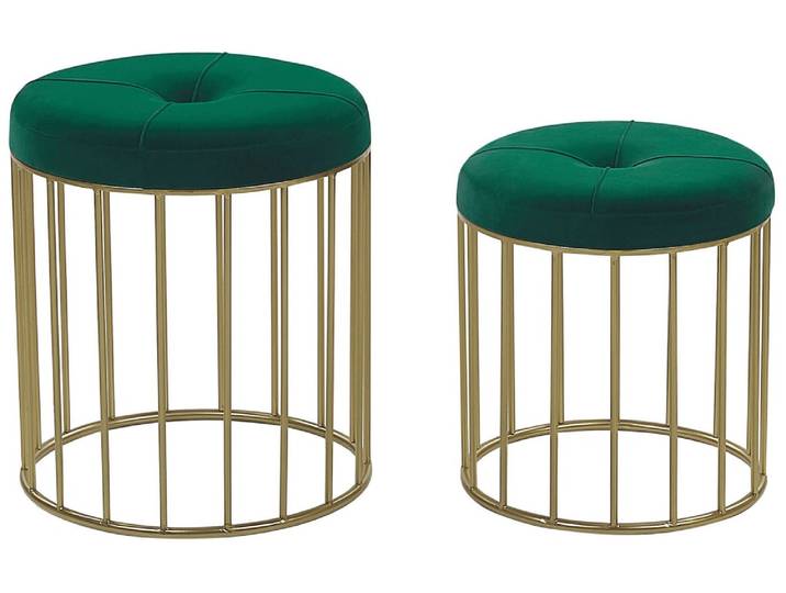 Set de 2 poufs gigognes en velours vert foncé