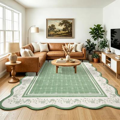 Garvee Scalloped Floral Bordered Area Rug
