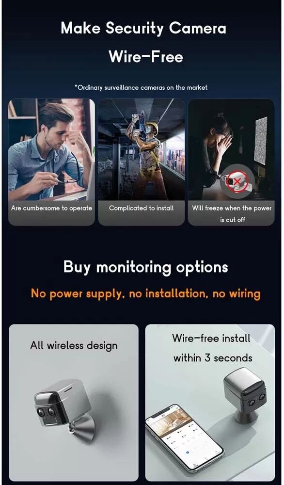 INF Caméra WiFi Double Objectif Basse Consommation - Surveillance Animaux, Accès à Distance et Support Carte SIM 4G