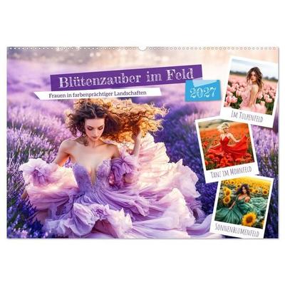 Blütenzauber im Feld - Frauen in farbenprächtiger Landschaften (Wandkalender 2027 DIN A2 quer), CALVENDO Monatskalender