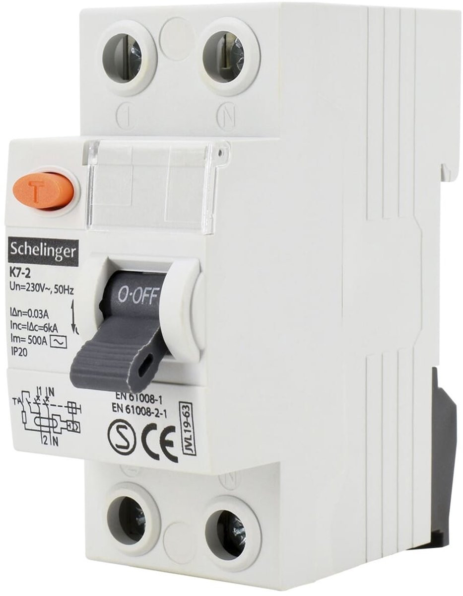 Schelinger Differentieelschakelaar AC 2-polig 25A 30mA - IP20 - 10kA
