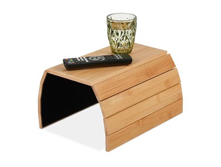Relaxdays armleuning dienblad, bamboe, natuur
