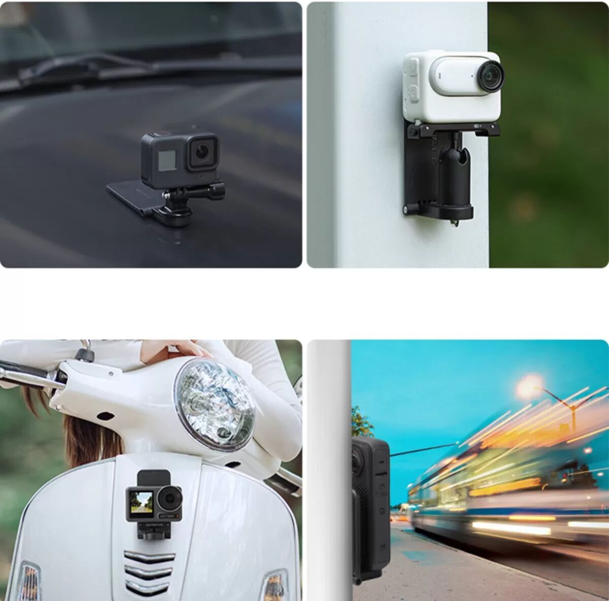 INF Support magnétique pour caméra d'action - Support portable à 8 aimants et poignée de maintien, compatible avec Insta360 GO