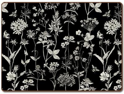 Cala Home Hardboard Placemats - Midnight Garden - Set of 4 - 15.5x11.25x.221