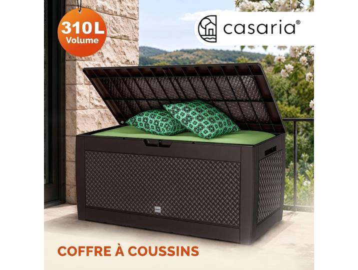 CASARIA Coffre de Rangement Brun Aspect Osier 310L