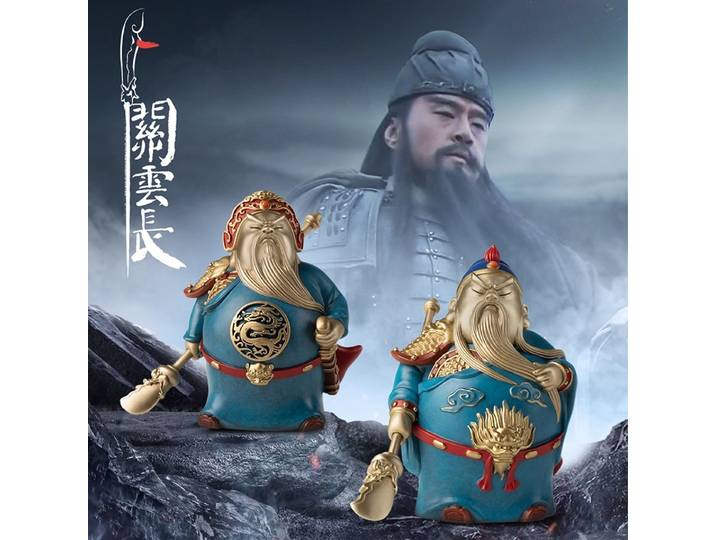 Mini Statue de dieu de la richesse Guan Gong en cuivre, décoration de bureau, ornement artisanal pour la maison