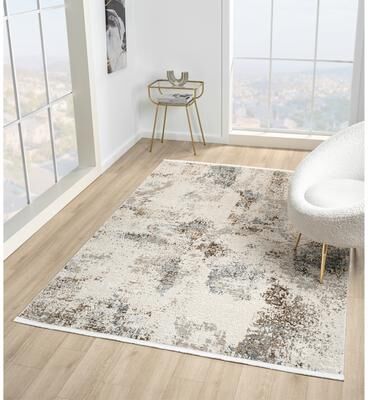 MDA Rugs Thea Collection Beige/Blue Abstract Area Rug