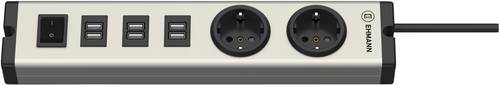 Ehmann USB Ladegerät 6x USB-A, Schutzkontakt-Steckdose Grau, Schwarz Innenbereich