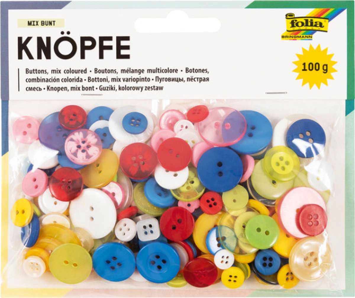 Folia Paper Knopen assorti, 100 gram, 4 stuks