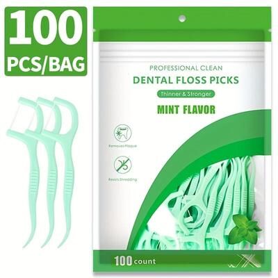 Uplifted Finds 100 Count Ultra Fine Mint Flavored Dental Floss Picks Professional Clean & Safe Toothpick Sticks 100 Pcs