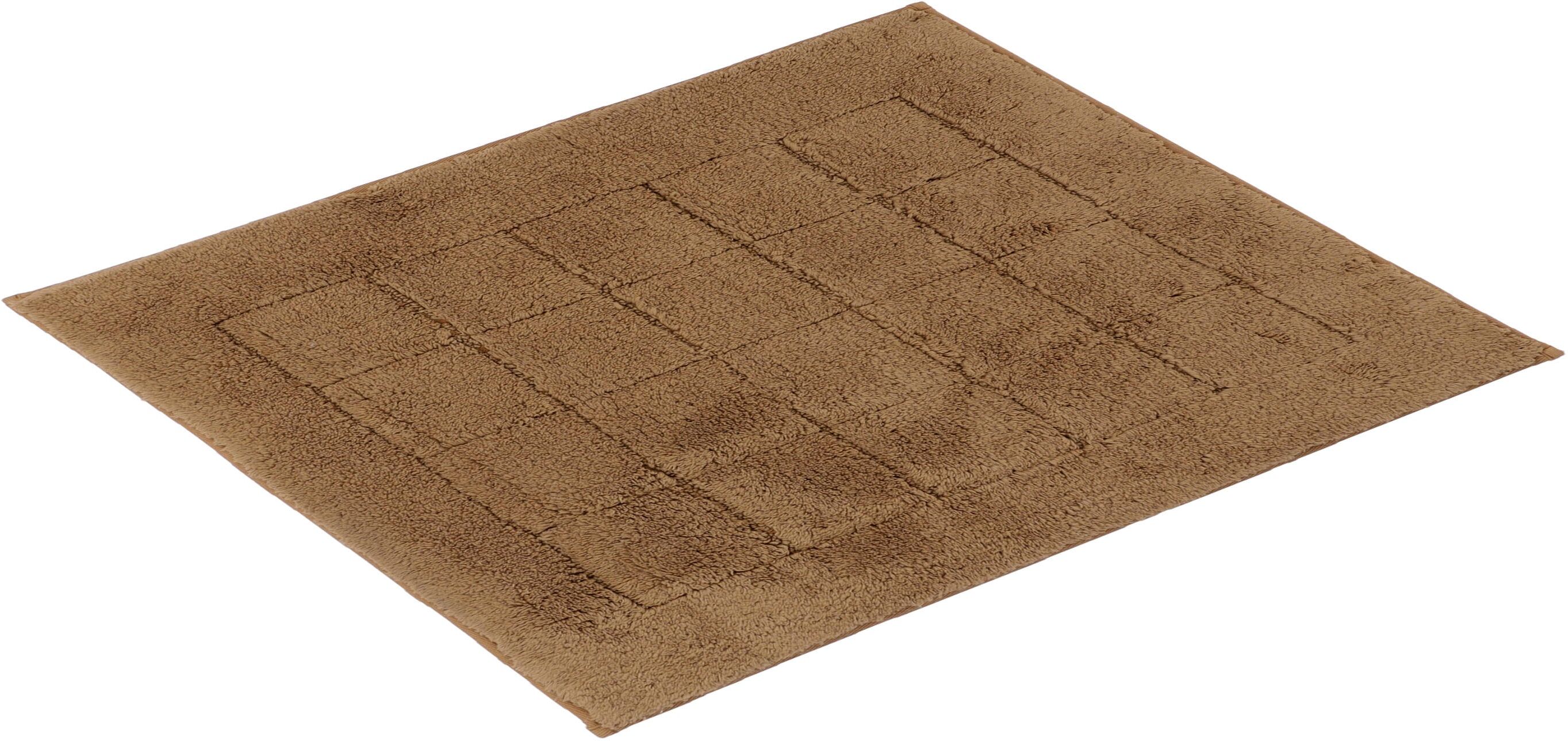 Badematte VOSSEN "Exclusive" Gr. 2, braun (toasty), H:20mm, Baumwolle, Badematten, Badematte, Badteppich, Uni-Farben, Karo Muster, Hoch-Tief Effekt, reine Baumwolle toasty rechteckig (55cm x 65cm )