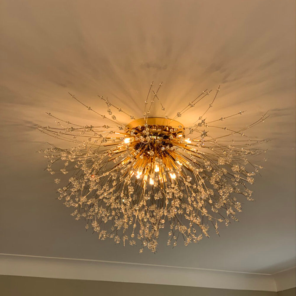 Etta Avenue Dandelion 8-Light 70cm Crystal Starburst Ceiling Light Sputnik Flush Mount Gold 38cm H X 70cm W X 70cm D