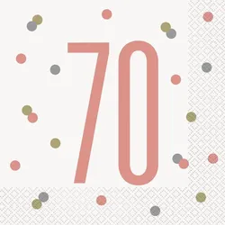16 Servietten 70. Geburtstag roségold