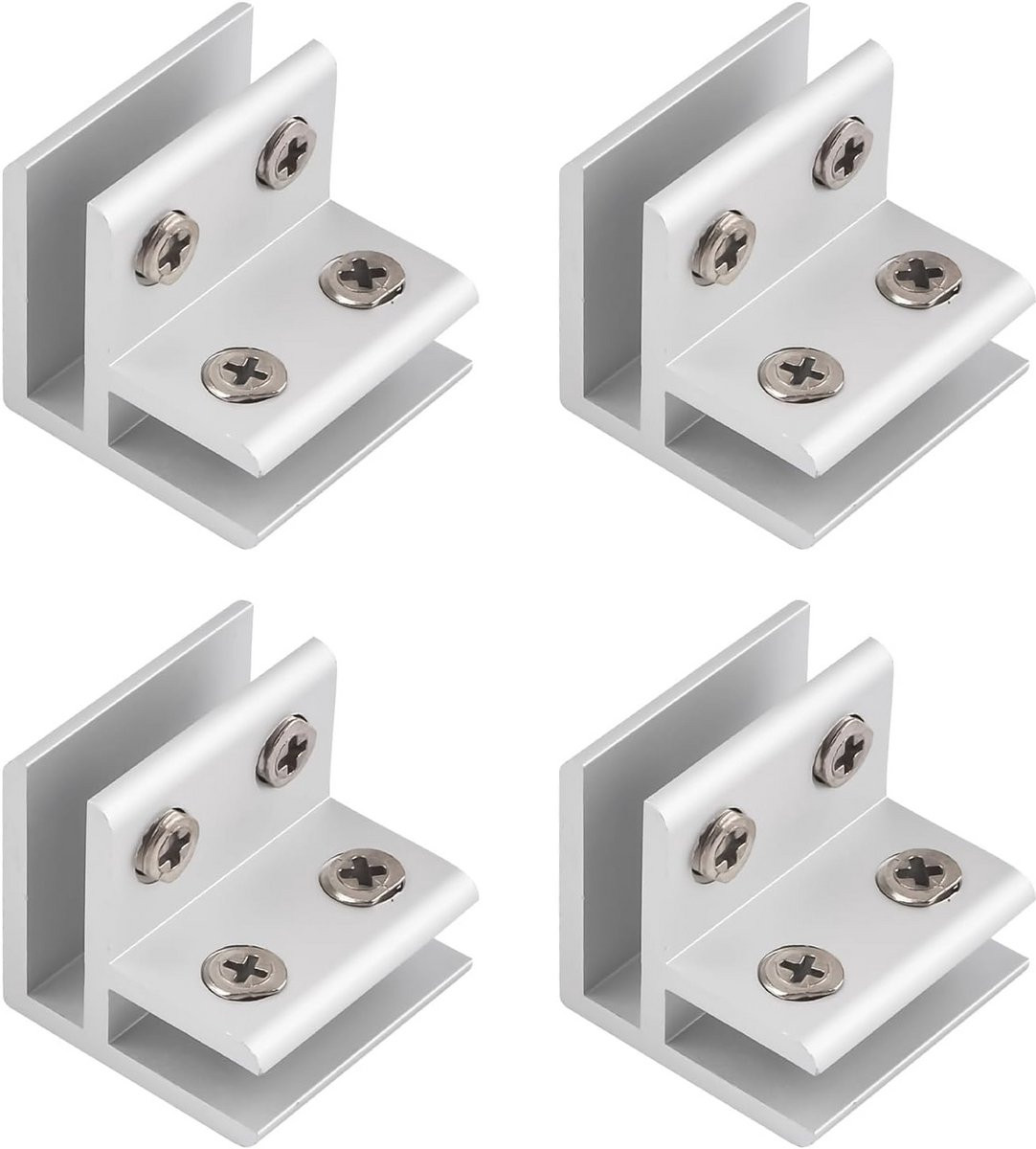 Verstelbare Glasklem - 90 Graden Aluminium Glazen Clips voor Planken - 4 Stuks